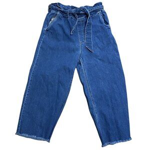 AERO Women’s Jeans paperbag high‎ waist cropped pants wide leg Large Barrel
